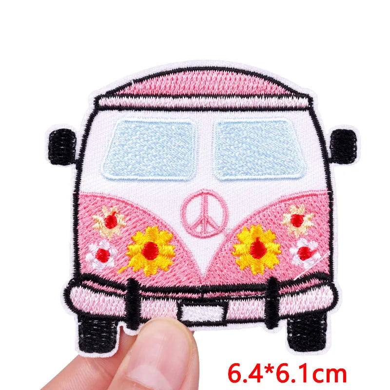 🧷 Cute Pink Aesthetic Embroidered Patch – Iron-On Butterfly, Rainbow, Heart, and Flower Designs for Jackets & DIY Clothing