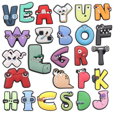 🔤26PCS Alphabet Shoe Charms – A–Z Letters in Cartoon & Classic Styles for Kids & Adults