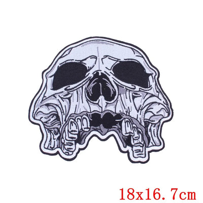 Skull design patch with size 18x16.7cm on a white background