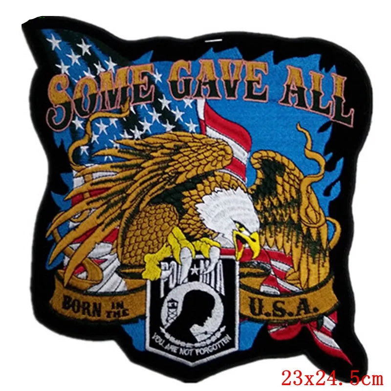 Eagle patch with 'Some Gave All' text and American flag design on a white background