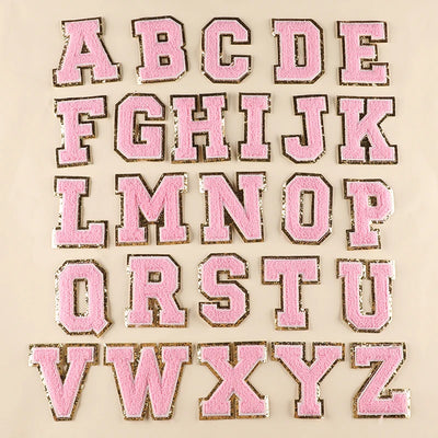 🔠 A–Z Pink Towel Letter Patch — 8cm Iron-On Alphabet