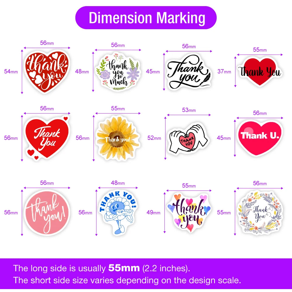 Thank You Stickers — Waterproof Vinyl Decals for Gifts &amp; Journals
