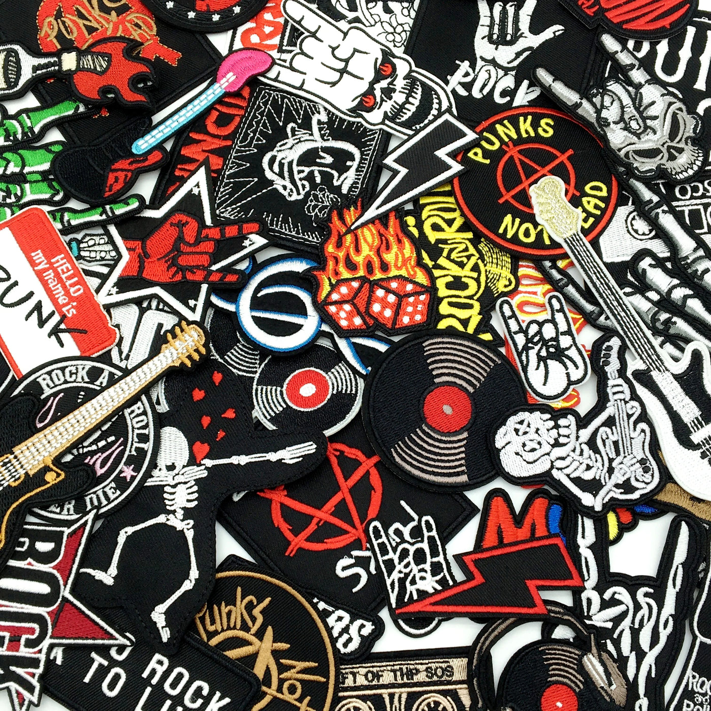 🎸50pcs Rock Band Patches – Iron-On Embroidered Music Appliques Set for Jackets, Jeans & Bags