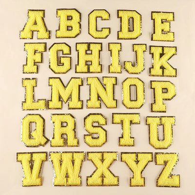 🔠 A–Z Yellow Towel Letter Patch — 8cm Iron-On Alphabet
