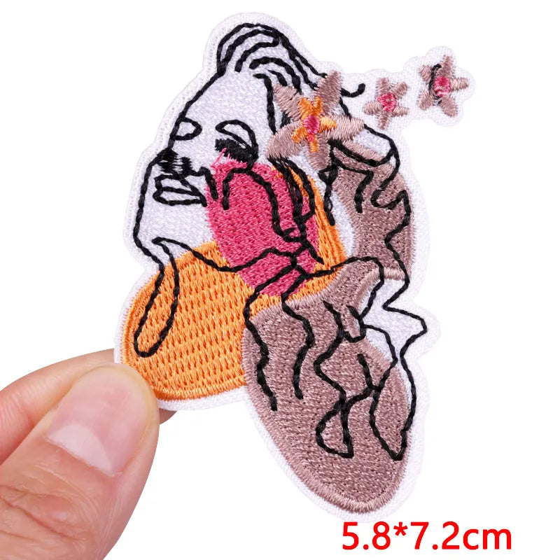 🧷 Cute Pink Aesthetic Embroidered Patch – Iron-On Butterfly, Rainbow, Heart, and Flower Designs for Jackets & DIY Clothing