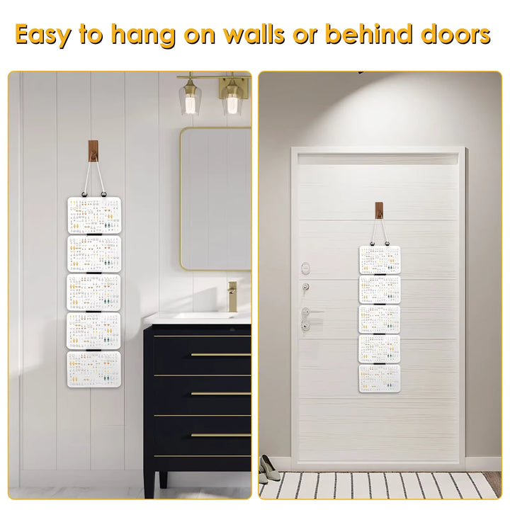 White Hanging Felt Pin Display Panels with hanging hooks on on the wall and one on door