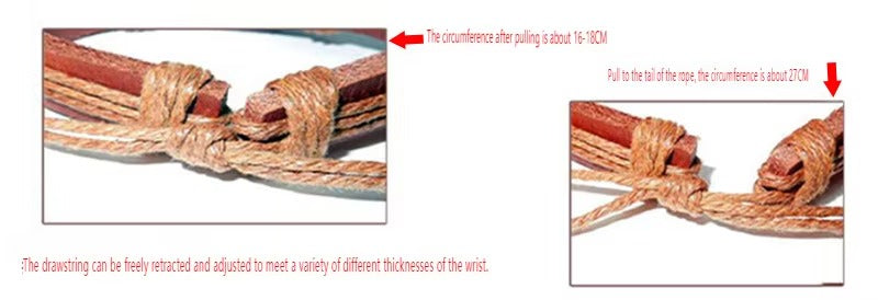 Instructions on how to measure and adjust a rope with measurements and arrows indicated.
