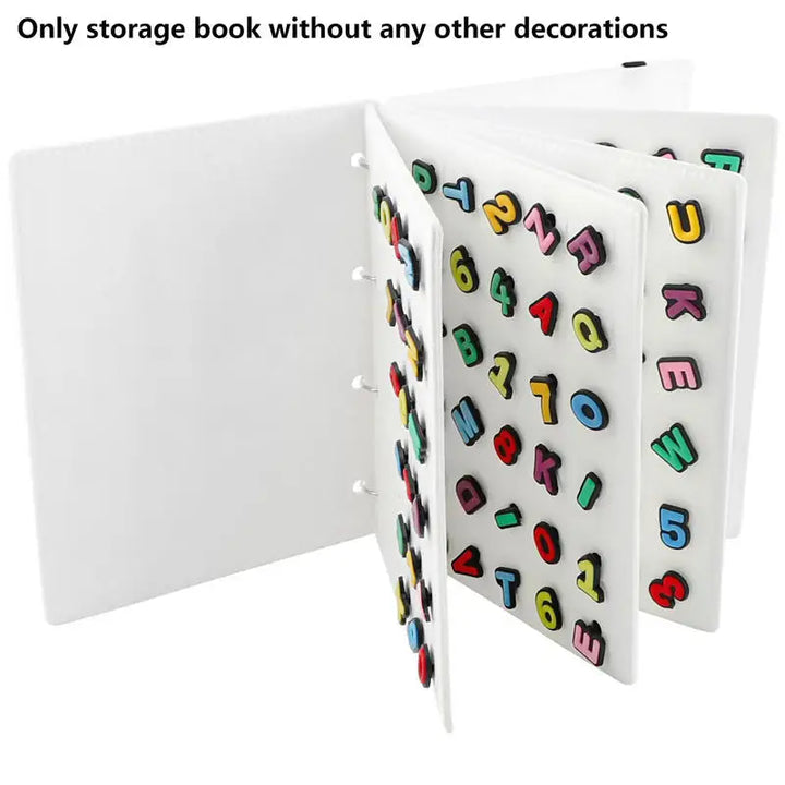 Felt Pin &amp; Patch Display Storage Book with alphabet and number pins on a white background
