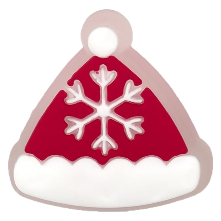 Red Santa hat with a white snowflake on a white background