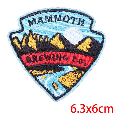Embroidered patch with 'Mammoth Brewing Co.' design on a white background
