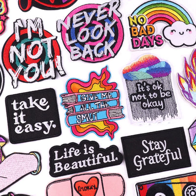 🧷 Bold Quote & Letter Patch — Cartoon Iron-On