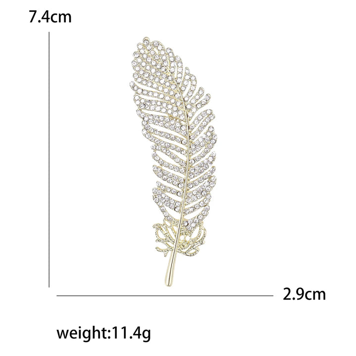 Decorative feather with measurements and weight on a white background
