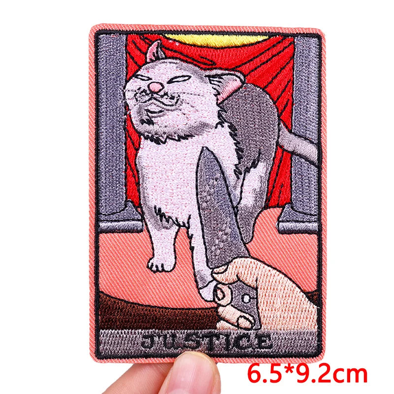 🃏 Tarot Cat Patch — Funny Iron-On Embroidered Badge