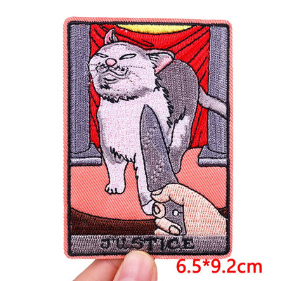 🃏 Tarot Cat Patch — Funny Iron-On Embroidered Badge
