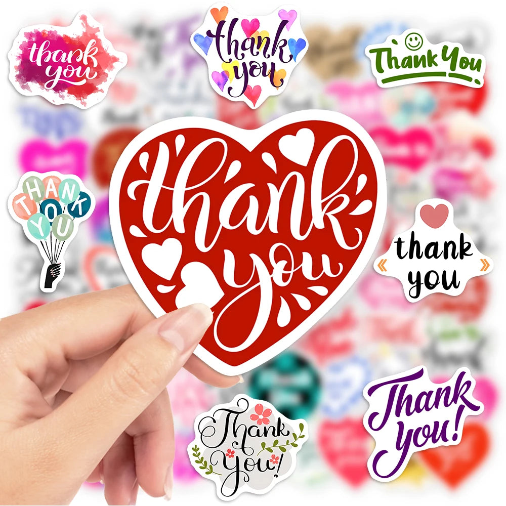 🙏 Thank You Stickers — Waterproof Vinyl Decals for Gifts & Journals