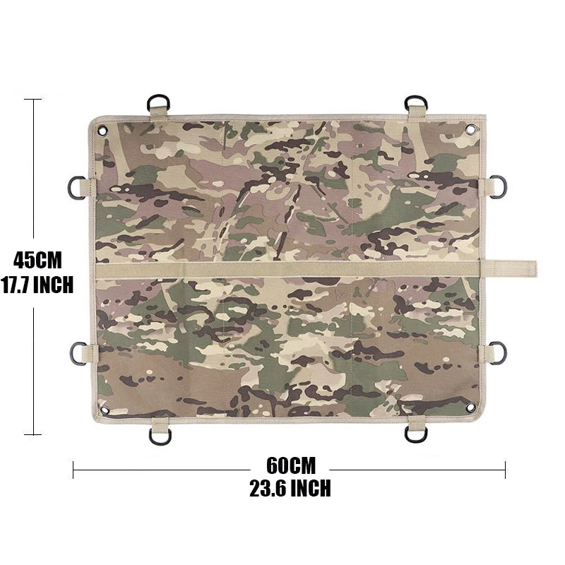 Camouflage-patterned patch display board with dimensions 45x60cm on a white background