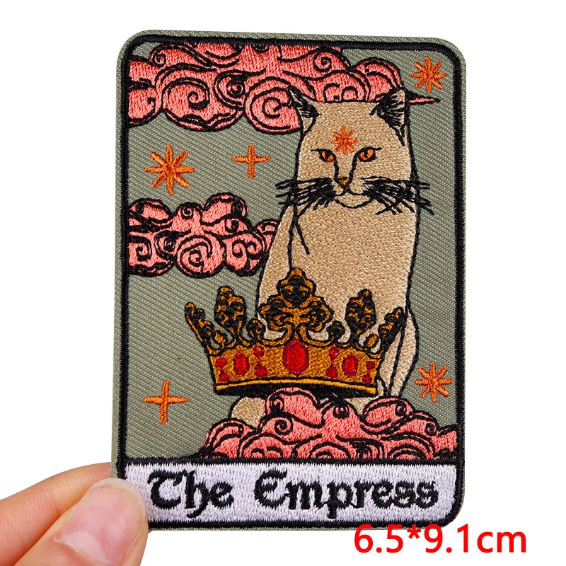 🃏 Tarot Cat Patch — Funny Iron-On Embroidered Badge
