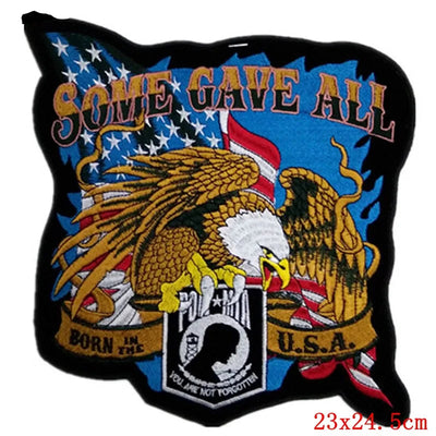 Eagle patch with 'Some Gave All' text and American flag design on a white background
