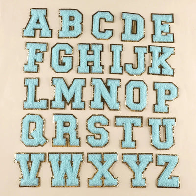 🔠 A–Z Blue Towel Letter Patch — 8cm Iron-On Alphabet