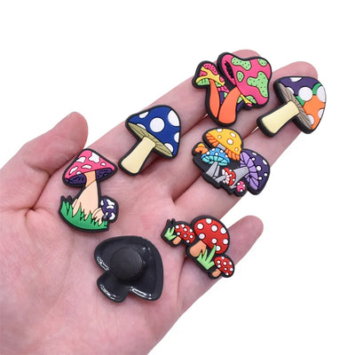 🍄20pcs Mushroom Shoe Charms – Colorful PVC Decorations for Clogs, Sandals & Bubble Slides