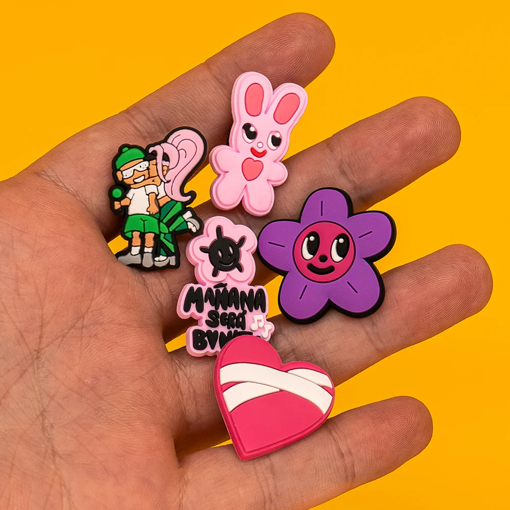 🌈50pcs Karol G Shoe Charms – Mermaids, Hearts, Butterflies & “Mañana Será Bonito” Icons for Clogs
