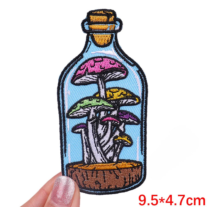 Cosmic Vibe Patch — Sun, Moon, Crystal &amp; Mushroom Iron-On - Style 
