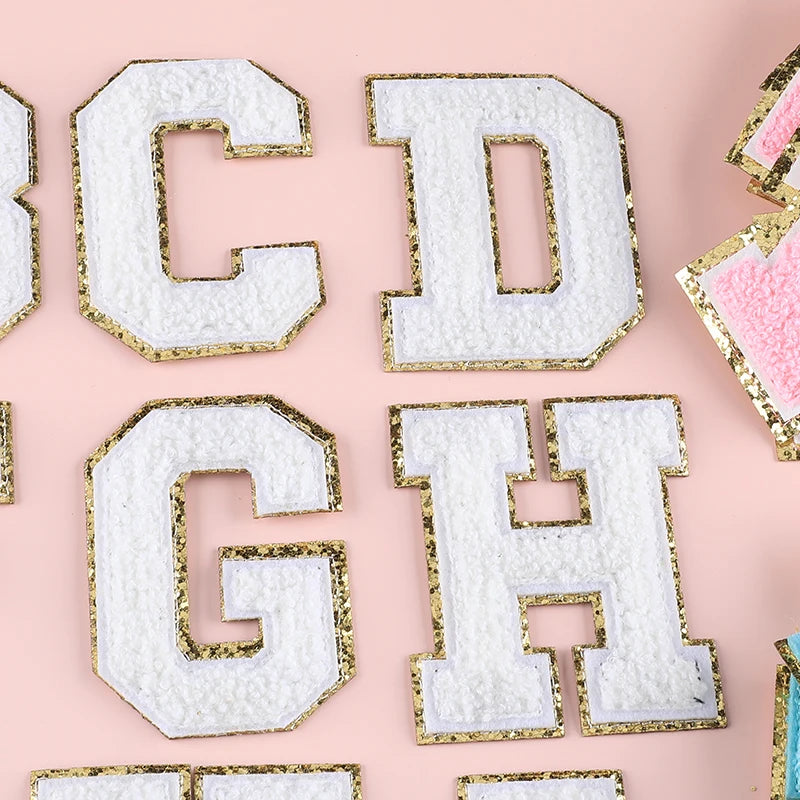A-Z Letter Patches for Clothing Large Pink Towel Embroidery Patches on Clothes Stickers Appliques DIY Craft Accessories Size:8CM