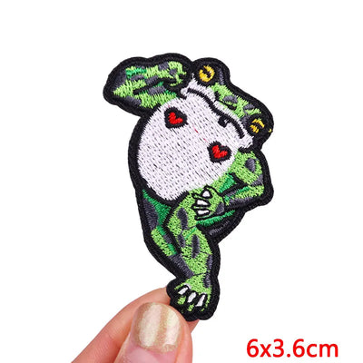 🦖 Funny Animal Patch — Cat, Frog, Dino & Duck Iron-On