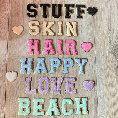 🔠 A–Z Pink Towel Letter Patch — 8cm Iron-On Alphabet