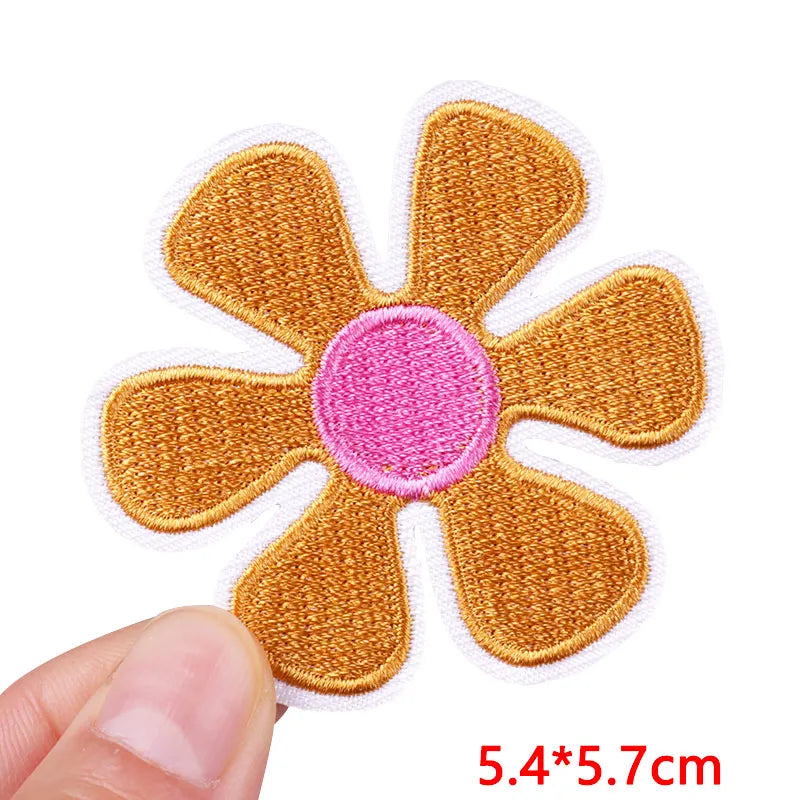 Cute Pink Aesthetic Embroidered Patch – Iron-On Butterfly, Rainbow, Heart, and Flower Designs for Jackets &amp; DIY Clothing