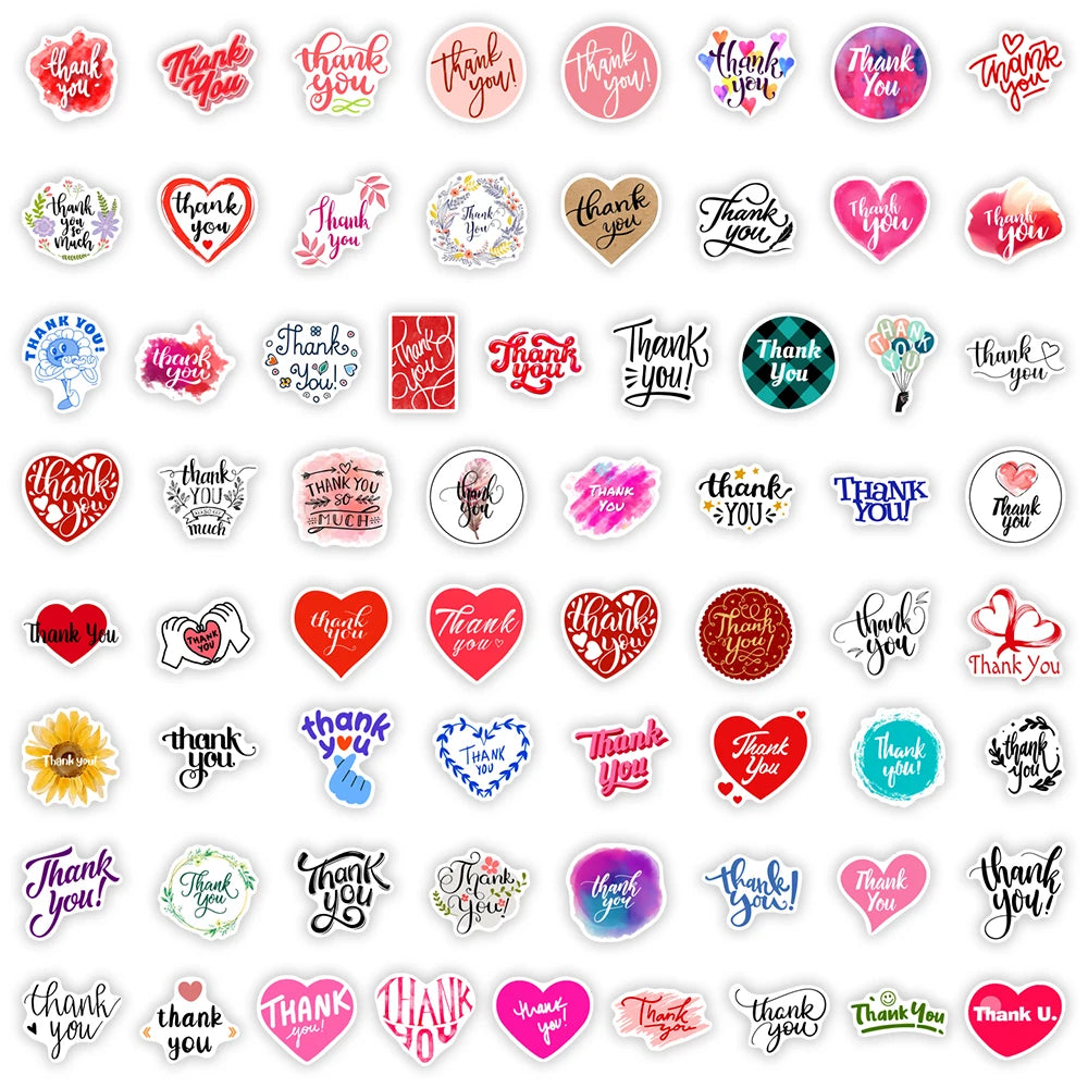 Thank You Stickers — Waterproof Vinyl Decals for Gifts &amp; Journals