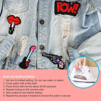 🌈10–100pcs Cartoon & Animal Iron-On Patches – Mixed Embroidered Appliques for Kids’ Clothing & DIY Projects