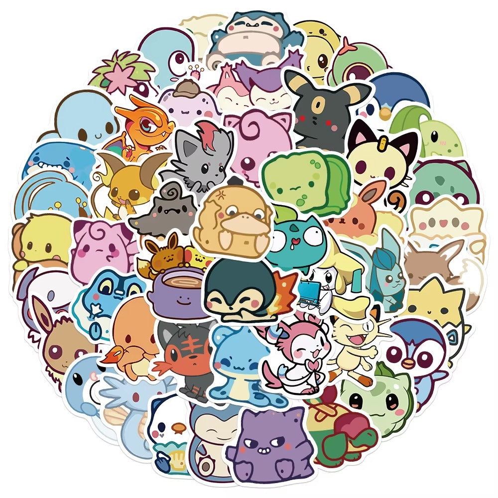 Collection of colorful cartoon stickers on a white background