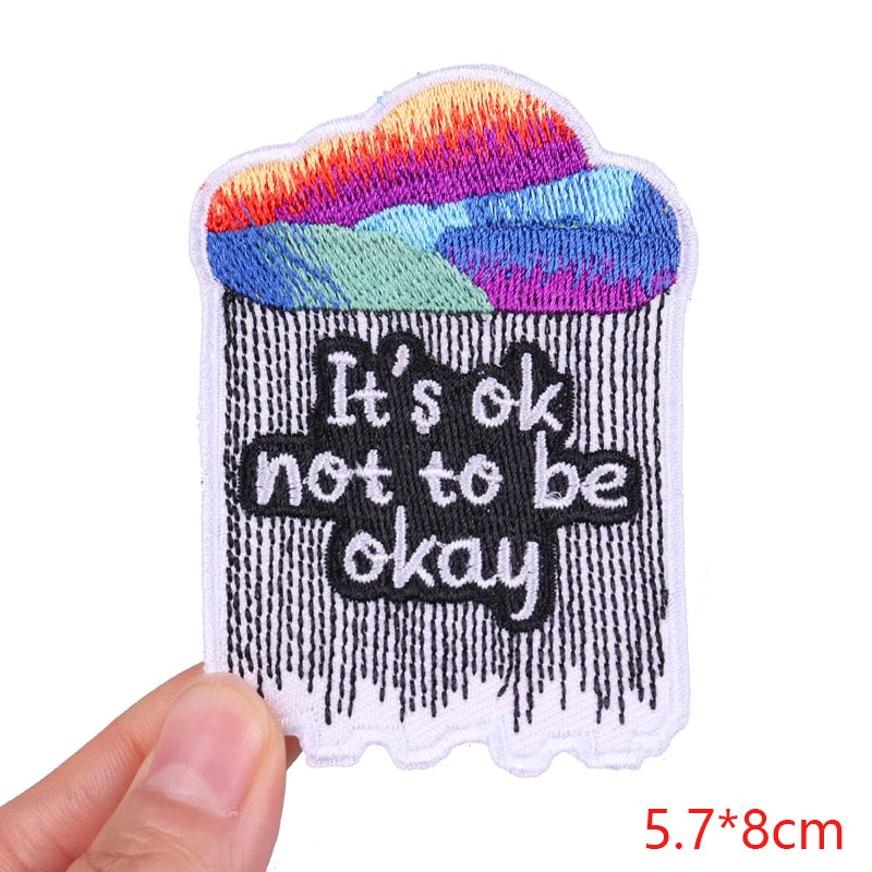 🧷 Bold Quote & Letter Patch — Cartoon Iron-On
