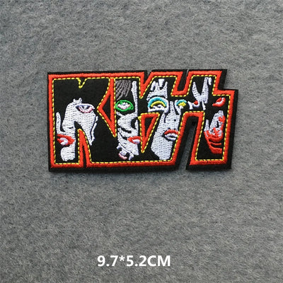 Embroidered patch with colorful design on a gray background