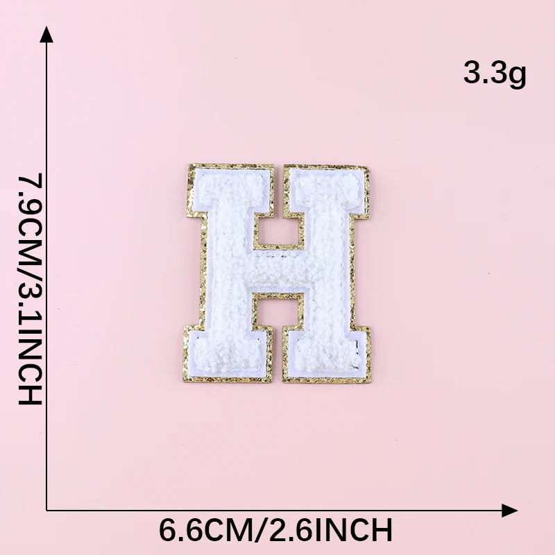 A–Z Purple Towel Letter Patch — 8cm Iron-On Alphabet