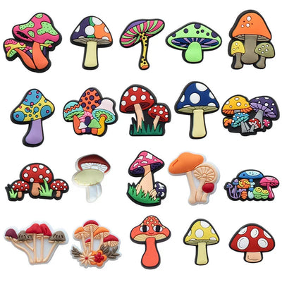 🍄20pcs Mushroom Shoe Charms – Colorful PVC Decorations for Clogs, Sandals & Bubble Slides