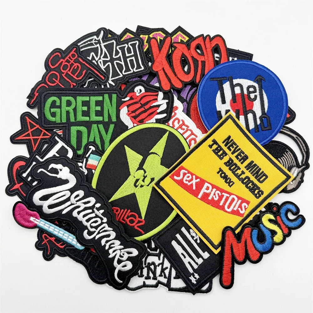 25pcs Rock Band Patch Pack — Iron-On Embroidered Logos