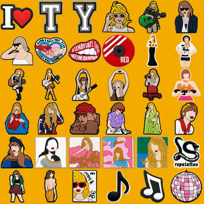 🎤12/36pcs Pop Star Shoe Charms – Inspired by Taylor Swift Eras for Clogs & Bags