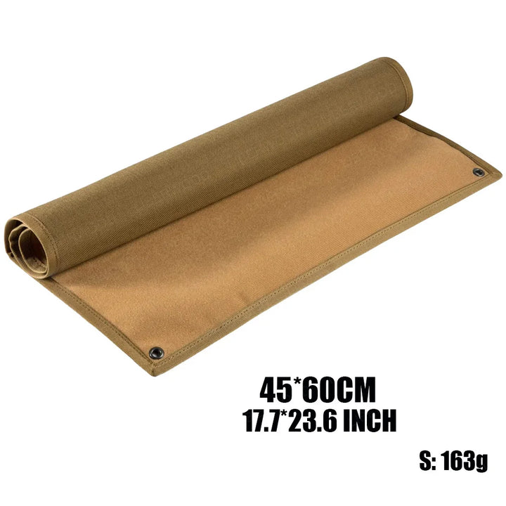 Brown patch display board half rolled with dimensions 45x60cm and weight on a white background