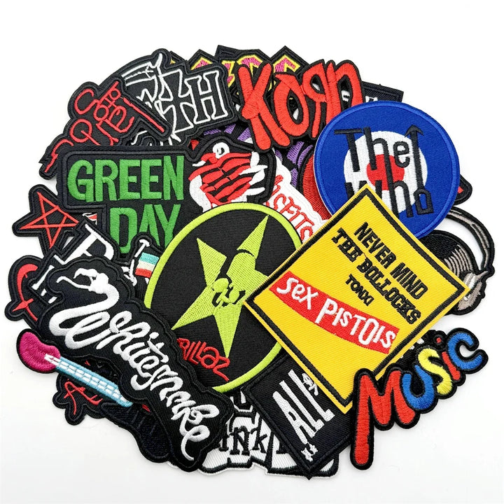 25pcs Rock Band Patch Pack — Iron-On Embroidered Logos