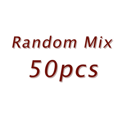 Text 'Random Mix 50pcs' on a white background