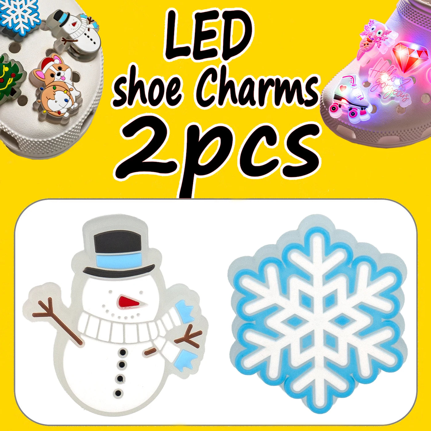 🎄1/2pcs LED Christmas Shoe Charms – Light-Up Santa, Snowman, Tree & Holiday Icons for Clogs