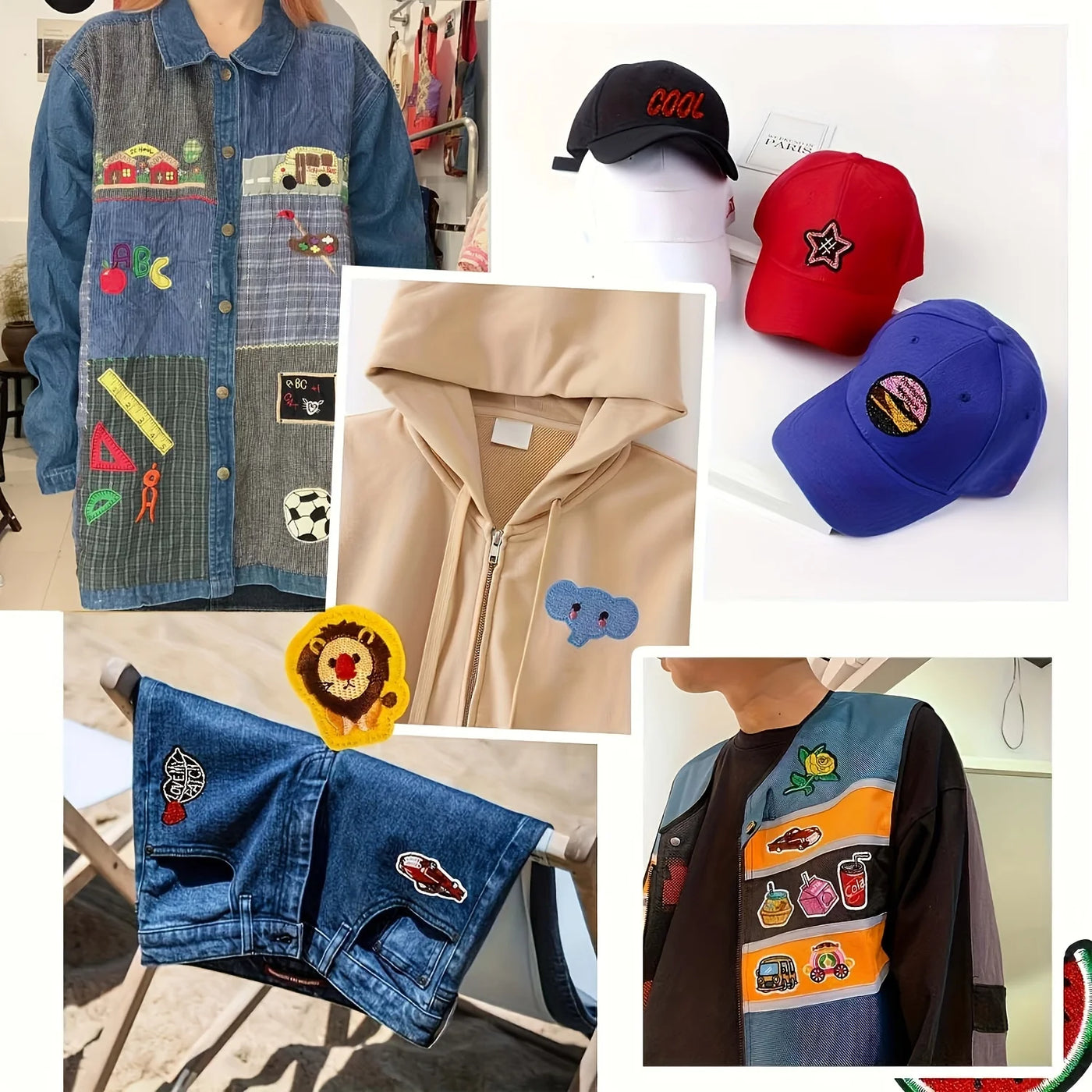 🌈20pcs Random Cartoon Iron-On Patches – Embroidered Applique Set for Jackets, Backpacks & DIY Crafts