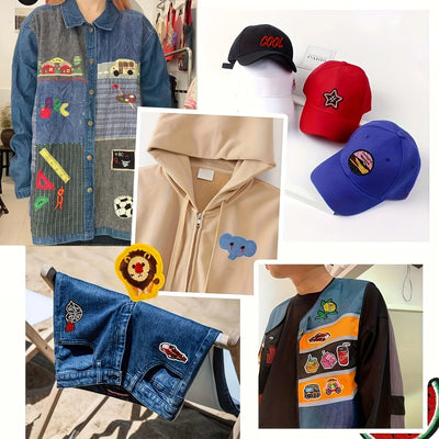 🌈20pcs Random Cartoon Iron-On Patches – Embroidered Applique Set for Jackets, Backpacks & DIY Crafts