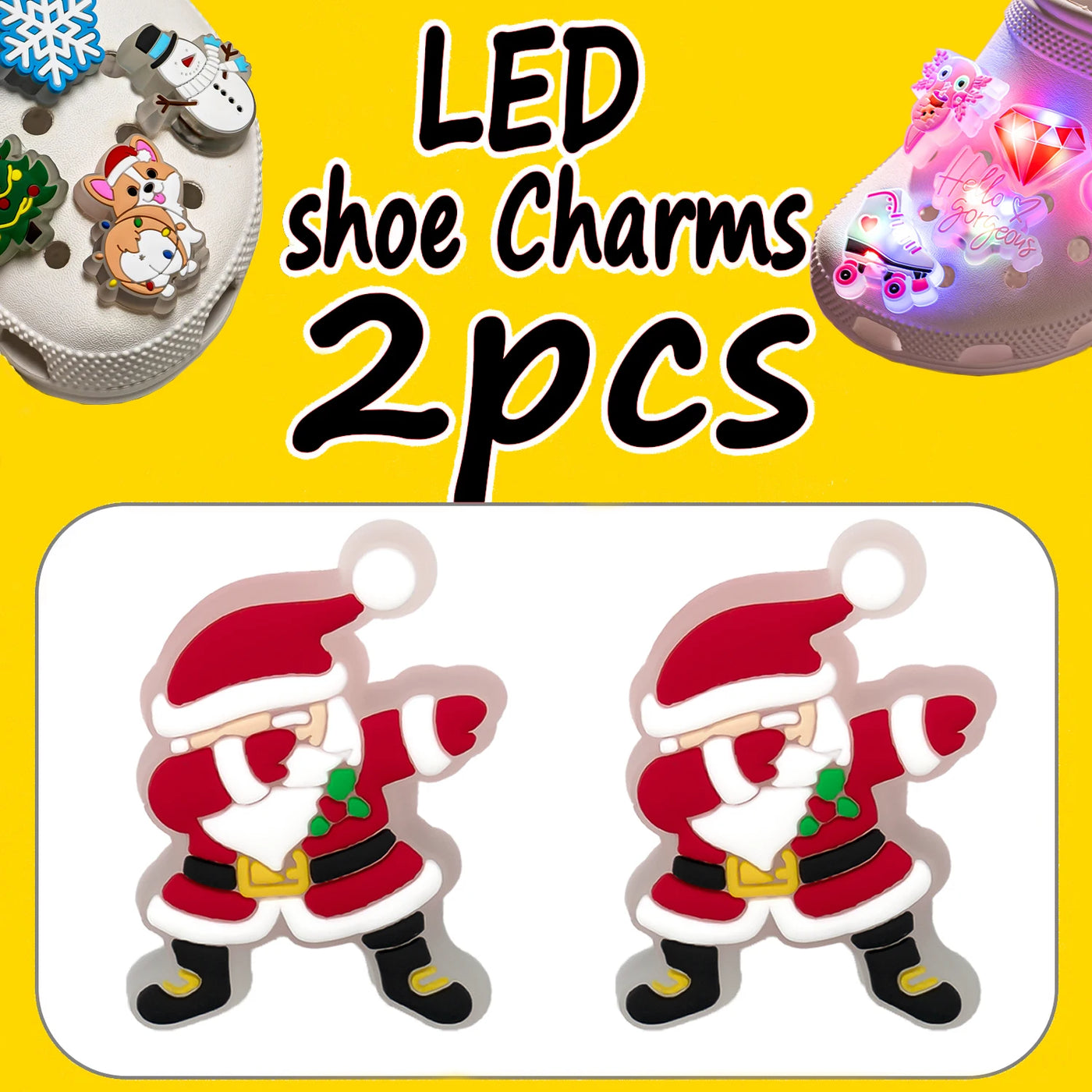 🎄1/2pcs LED Christmas Shoe Charms – Light-Up Santa, Snowman, Tree & Holiday Icons for Clogs