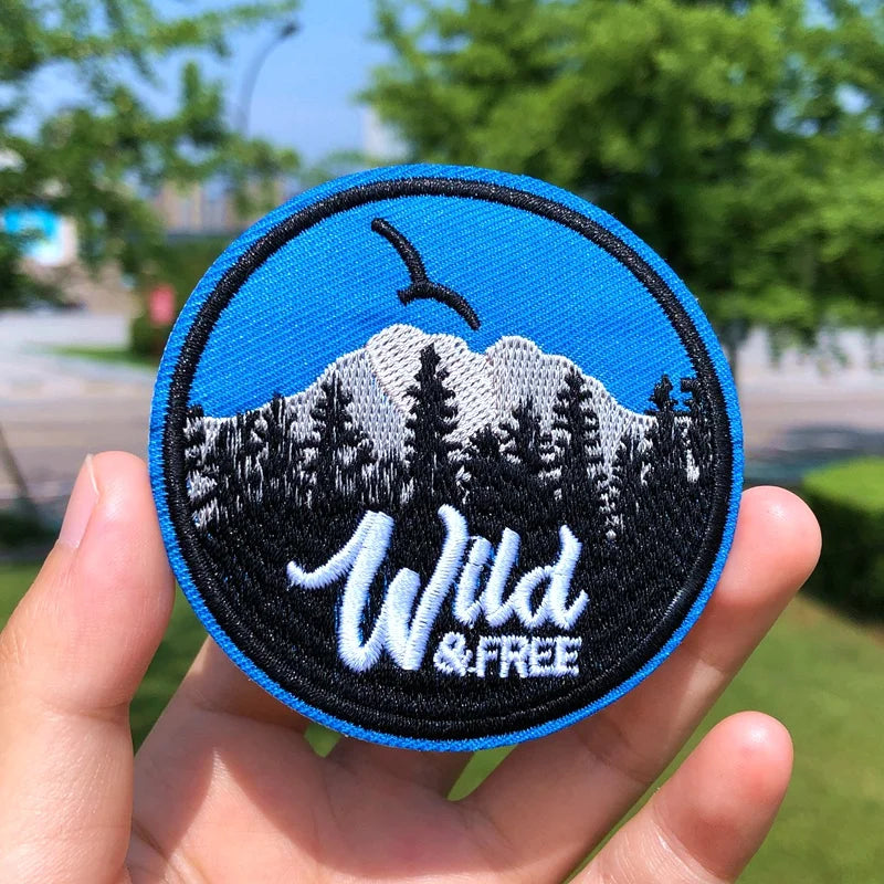 Wild and Free Mountain Forest Iron-On Patch