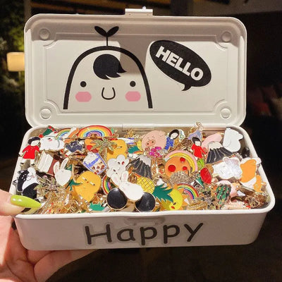 🎨100–500pcs Random Enamel Pins – Cute Cartoon, Plant, Animal & Fruit Badges for Backpack, Jacket, Hat & More