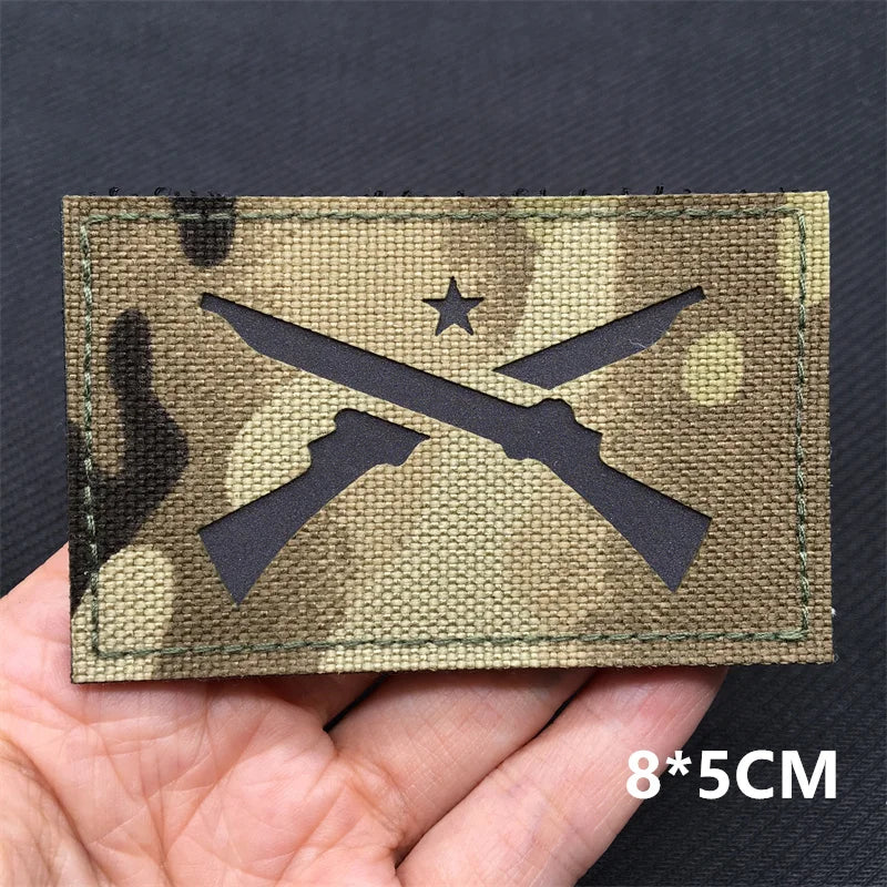 Multicam crossed rifles tactical hook and loop morale patch laser cut style 8x5cm