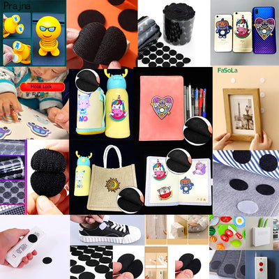 Collage of various products including toys, stationery, and home decor with black dot patterns.